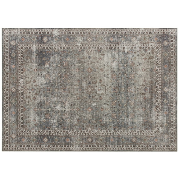 Machine Washable Area Rug 4x6, Non-Slip Traditional Floor Cover Foldable Carpet for Living Room, Dark Mixed-Brown