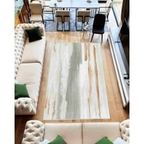Machine Washable Area Rug 5x7 with Anti-Slip Backing Abstract Living Room Carpet Design 7707 Color Grey Cream