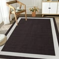 thumbnail image 1 of Machine Washable Area Rug Non Slip Backing & Ultra-Thin & Stain Resistant & Eco Friendly & Family and Pet Friendly - Everest Geometric Modern Bordered Brown & Creme Design, 1 of 5