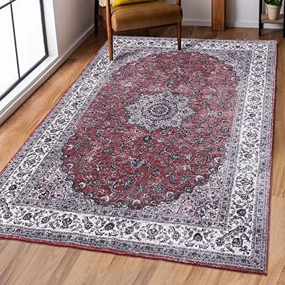 Machine Washable Area Rug ohoTribal Area Rugs Stain & Water Resistant Small Rug Carpet Low-PileVintage Area Rug for Living Room Bedroom Kitchen