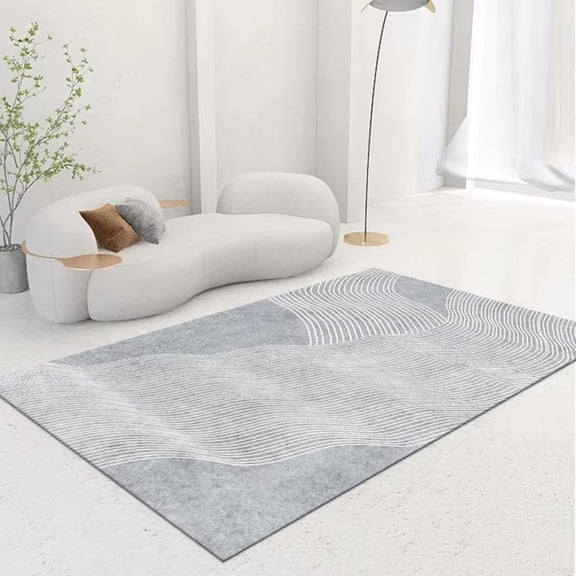 Machine Washable Area Rugs Modern Minimalist Living Room Carpet Hotel Bedroom Area Decorative Line Rugs Warm Color Short Pile Floor Mat Tapis-5' x 8'