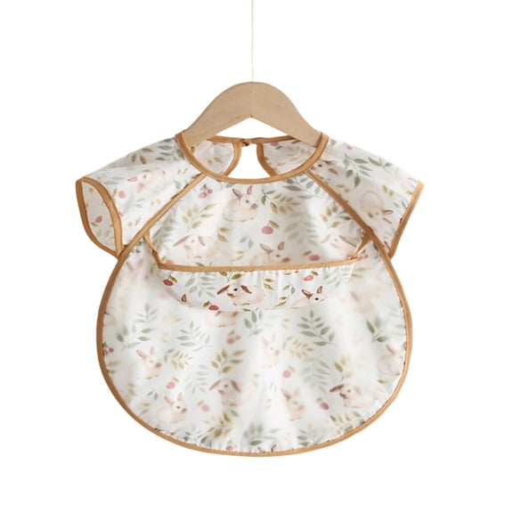 Machine Washable Baby Smock Short Sleeve Water Proofing Bib Breathable Apron for Mealtime Art Projects and Daily Play