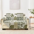 thumbnail image 1 of Reversible Patchwork Furniture Protector, Machine Washable Slipcover, Loveseat, Olive / Brown, 1 of 6