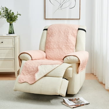 Machine Washable Couch Cover Reversible Quilted Furniture Protector Slipcover, Recliner, Dusty Rose / Taupe