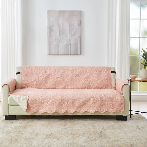 Reversible Quilted Furniture Protector, Machine Washable Slipcover, Sofa, Dusty Rose / Taupe