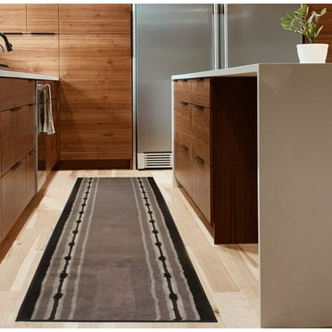 Machine Washable Custom Size Runner Rug Dot Line Bordered Grey Color Slip skid Resistant Latex Back Rug Runner Customize Length By Feet and 25.5" Width