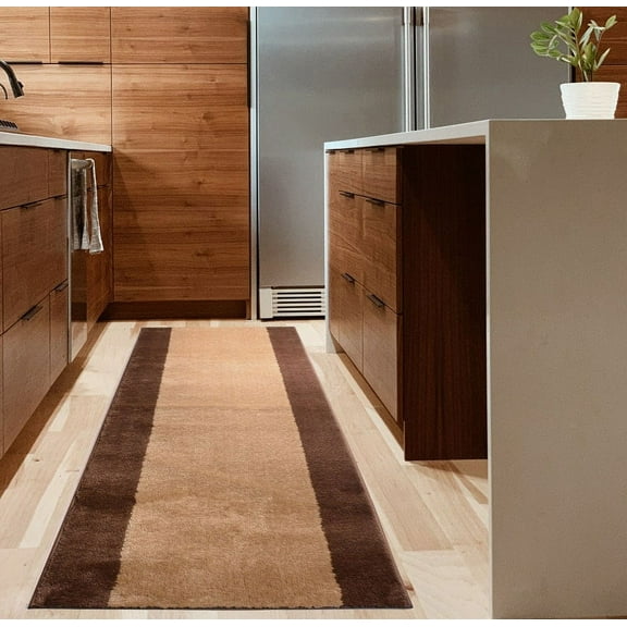 Machine Washable Custom Size Runner Rug Solid Bordered Beige Color Slip skid Resistant Latex Back Rug Runner Customize Length By Feet and 25.5" or 36" Width