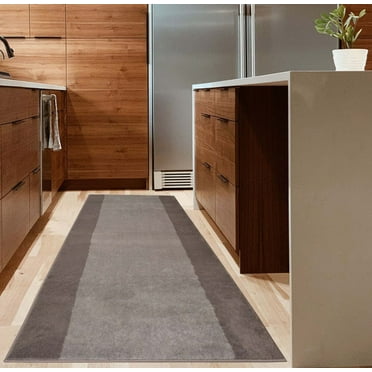 Machine Washable Custom Size Runner Rug Solid Bordered Grey Color Slip skid Resistant Latex Back Rug Runner Customize Length By Feet and 25.5" or 36" Width