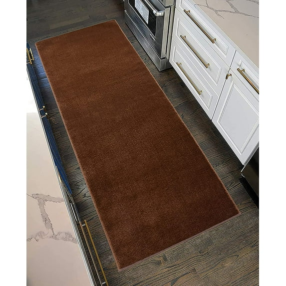 Machine Washable Custom Size Runner Rug Solid Copper Brown Color Slip skid Resistant Latex Back Rug Runner Customize Length By Feet and 26", 31"or 36" Width