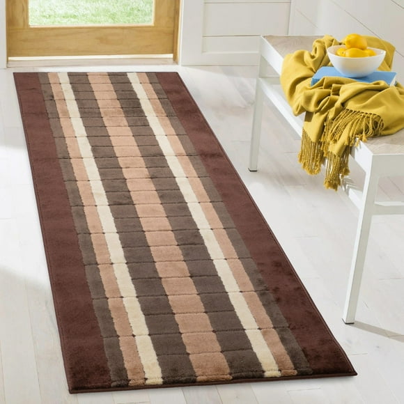 Machine Washable Custom Size Runner Rug Square Beige Brown Color Slip skid Resistant Latex Back Rug Runner Customize Length By Feet and 26" or 36" Width