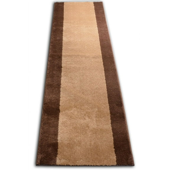 Machine Washable Custom Size Solid Bordered Brown Beige Runner Rug Cut to Size Indoor Hallway Rug Runners Customize by Feet and 25.5 inches Width Pick Your Own Lenght By Feet Runner Rugs
