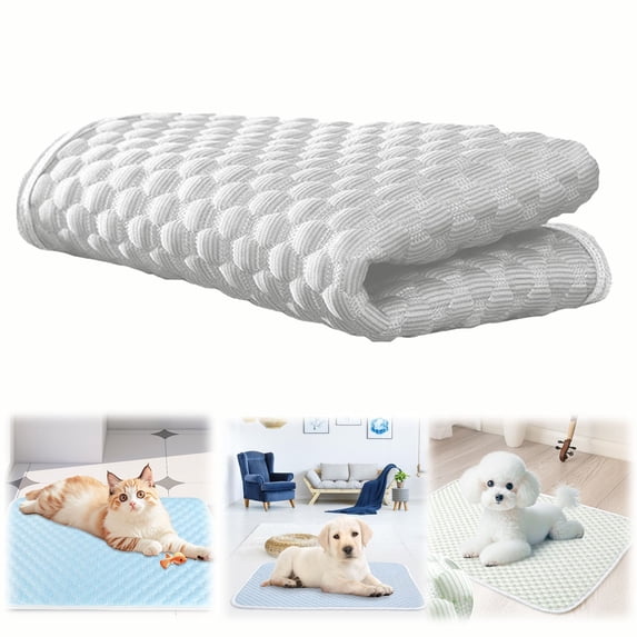 Machine Washable Dog Cooling Mat for Medium Sized Dogs, Lightweight Pet Cool Pad Cooling Blanket, Portable Summer Cooling Mat for Couch, Crate, Car Travel Indoor & Outdoor Use, Gray