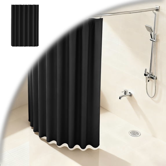 Machine Washable Fabric Shower Curtain Liner, Hotel‑Grade Waterproof Cloth Shower Liner with Hooks, Reusable Breathable Bathroom Shower Curtain