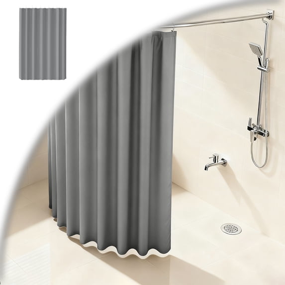 Machine Washable Fabric Shower Curtain Liner, Hotel‑Grade Waterproof Cloth Shower Liner with Hooks, Reusable Breathable Bathroom Shower Curtain