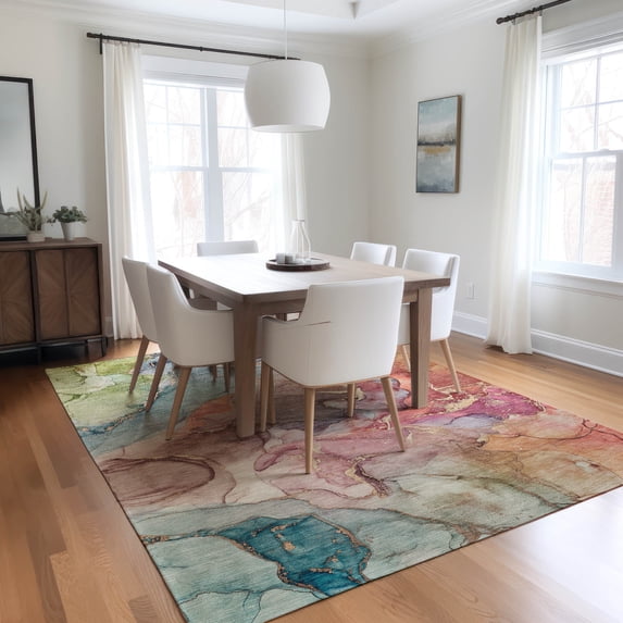 Addison Rugs Chantille Indoor/Outdoor Contemporary Watercolors Blue Washable Rectangle Rug, 5' x 7'6"
