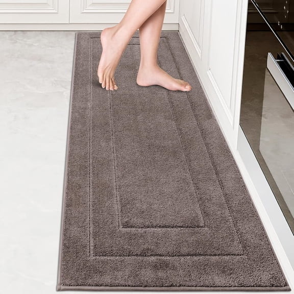 Machine Washable Kitchen Rug 24" X 70" Non-Slip Absorbent Runner Rug Grayish Brown