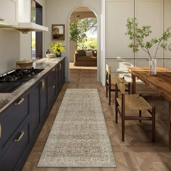 Machine Washable Kitchen Runner Rugs: Hallway Rug Stain Resistant Non ...