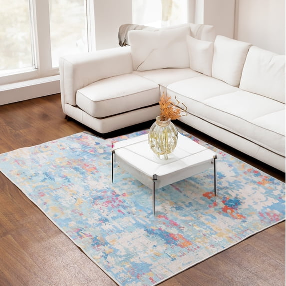 Machine Washable Modern Multi Color Area Rug 5' x 7' Rectangle