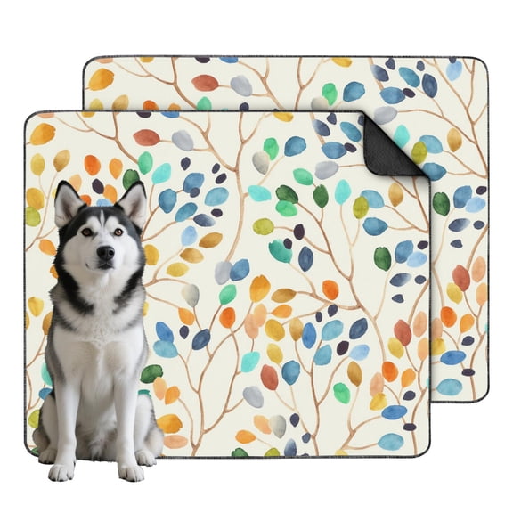 Machine Washable Puppy Training Pads with Floral Border, 2-Pet Set of Reusable Potty Mats with Quick-Dry Surface and Stain-Resistant Fabric