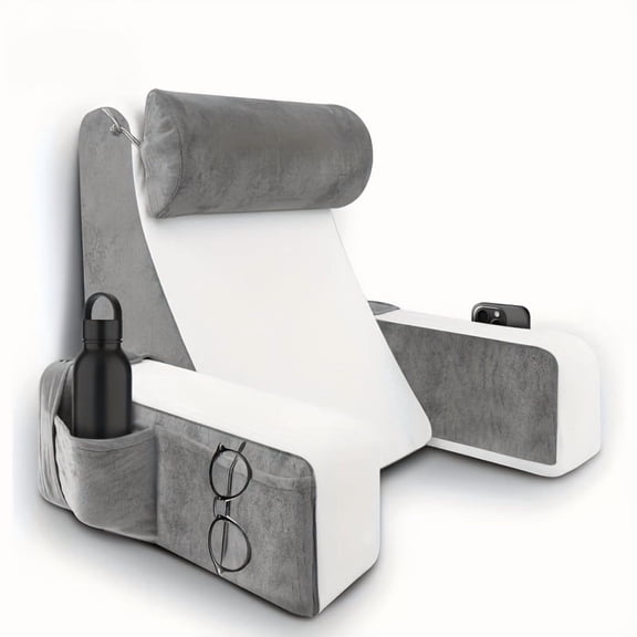 Machine-Washable Reading Backrest Pillow - Solid Foam Bed Couch Support Cushion