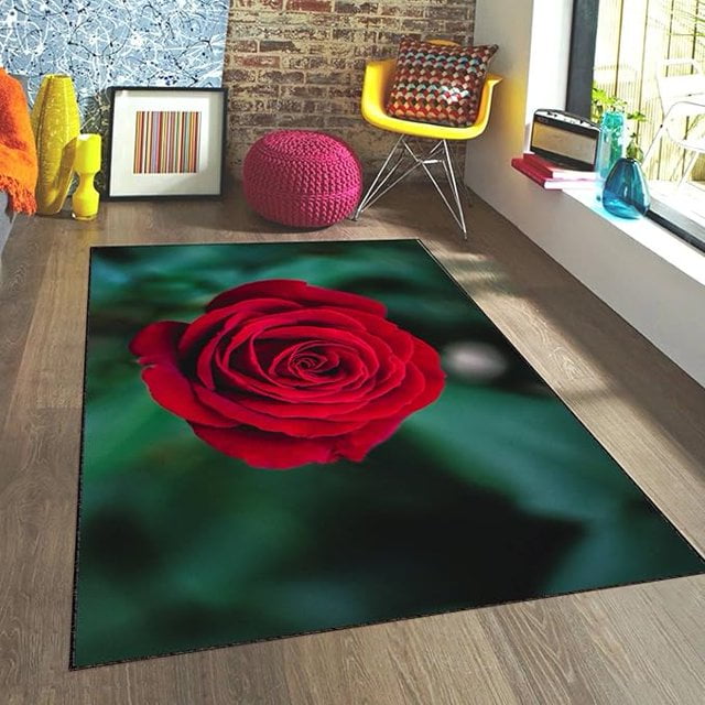 薔薇RUG  red Raelyn Bloom Red Rose Flower Shaped Rugs