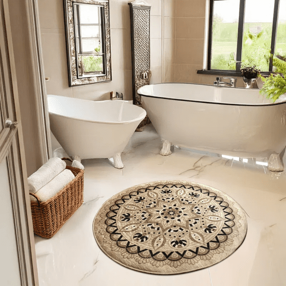 Machine Washable Round Bath Rug