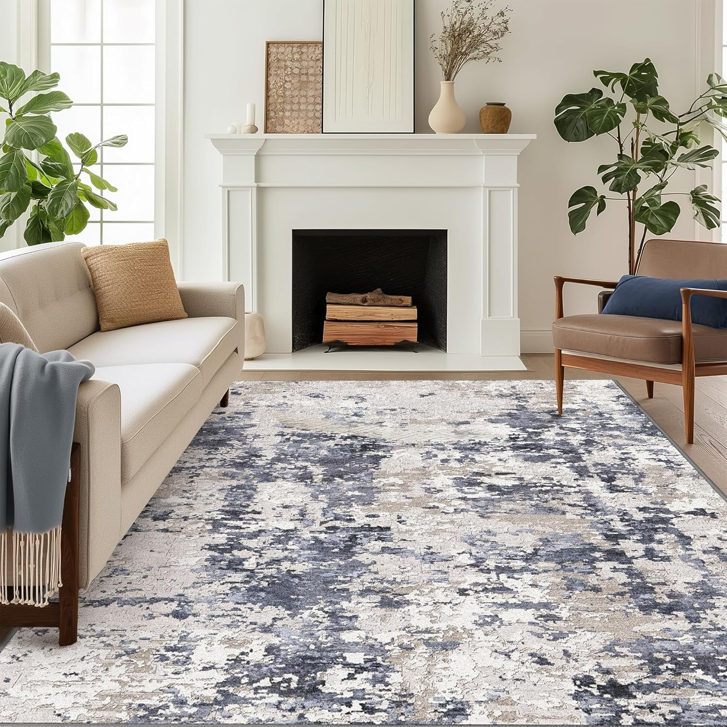 Machine Washable Rug Area Rugs For Living Room Bedroom, Large Slate ...