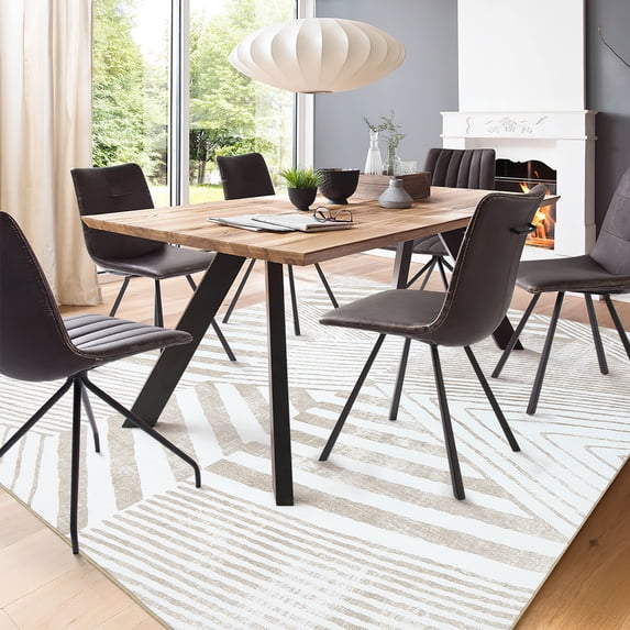 Machine Washable Rug, Modern Abstract Stripes, Area Rug for Living Room, Bedroom, Dining Room, Entry