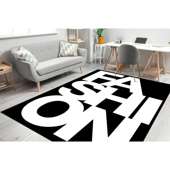 Machine Washable Rugs, Modern Rug, Decorative Rug, Fashion Rug, Gift Rug, Runner Rug, Small Rug, Large Rug, Modern Rug, Black and White Rug, 2.6'x6.5' - 80x200 cm