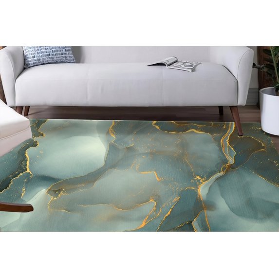 Machine Washable Rugs, Salon Rugs, Green Marble Rug, Colorful Rug, Green Rugs, Shimmery Rug, Home Decor Rug, Modern Rug, Luxury Rug, 3.3'x5' - 100x150 cm