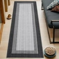 thumbnail image 1 of Machine Washable Runner Rug 2x6, Modern Solid Kitchen Rug, Low Pile Bedside Non-Shedding Soft Bordered Neutral Carpet for Entryway, Bathroom, Laundry Room, Black/Gray, 1 of 7
