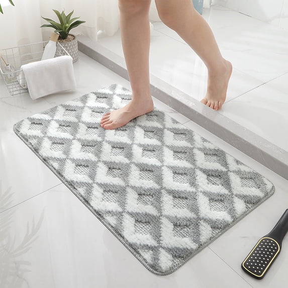 Machine-Woven Bathroom Rug with Rubber Non-Slip Backing, Super Soft Absorbent Entryway Mat for Bedroom Doorstep, Washable Fluffy Floor Carpet for Home and Dorm