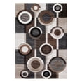 thumbnail image 1 of Machine Woven Fabric Rug with Circular Pattern Medium Brown and Cream - Saltoro Sherpi, 1 of 4