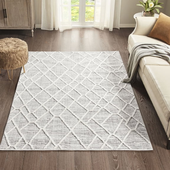 Machine Woven Pebble Geo Rug / Comfortable and Non - Shifting Rug for Home