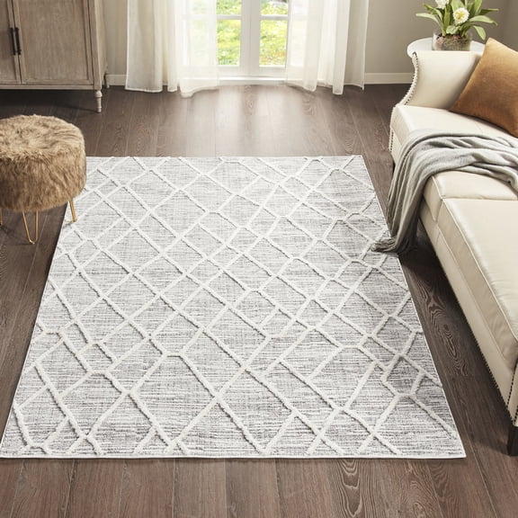 Gray cream rug with latex reverse - Perfect for indoor decoration