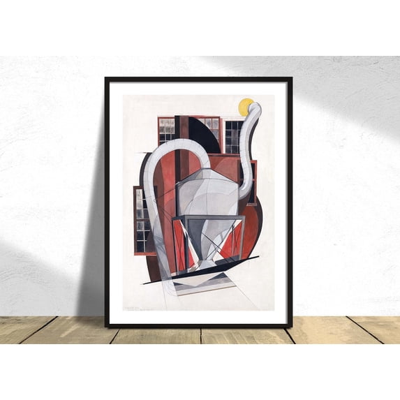 Machinery Charles Demuth Reproduction American Modernism Art Nouveau Exhibition Poster Modern Art, Unframed Canvas 12x16in
