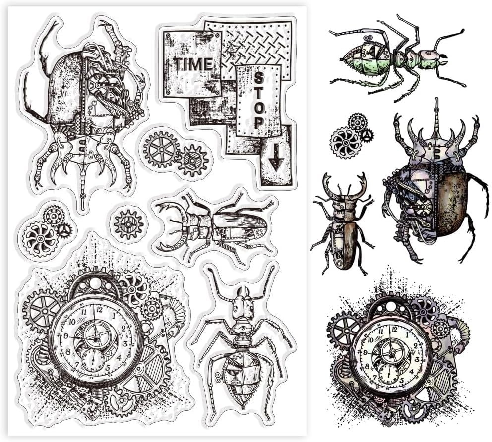 Machinery Gears Insects Clear Stamp Time Clock Gears Clear Rubber ...
