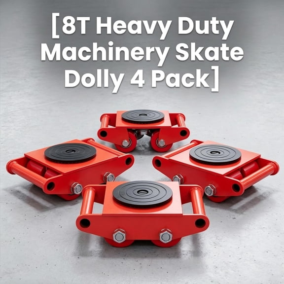 Machinery Mover 8 Ton Capacity, Machinery Skates Set of 4 Heavy-Duty Carbon Steel, Skate Dolly 360 Swivel Top Plate Anti-Corrosion Coating for Factory Use.