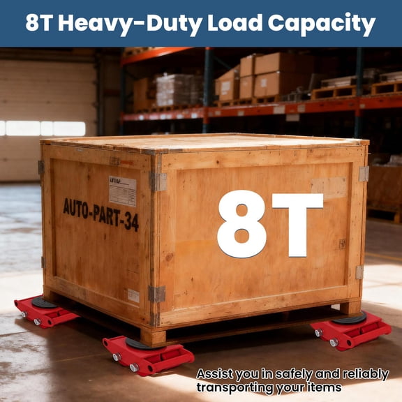 Machinery Skate Dolly 8 Ton Set of 4, Heavy Duty Machine Mover with 360 Swivel and PU Wheels, Industrial Equipment Skate for Factory and Warehouse Moving