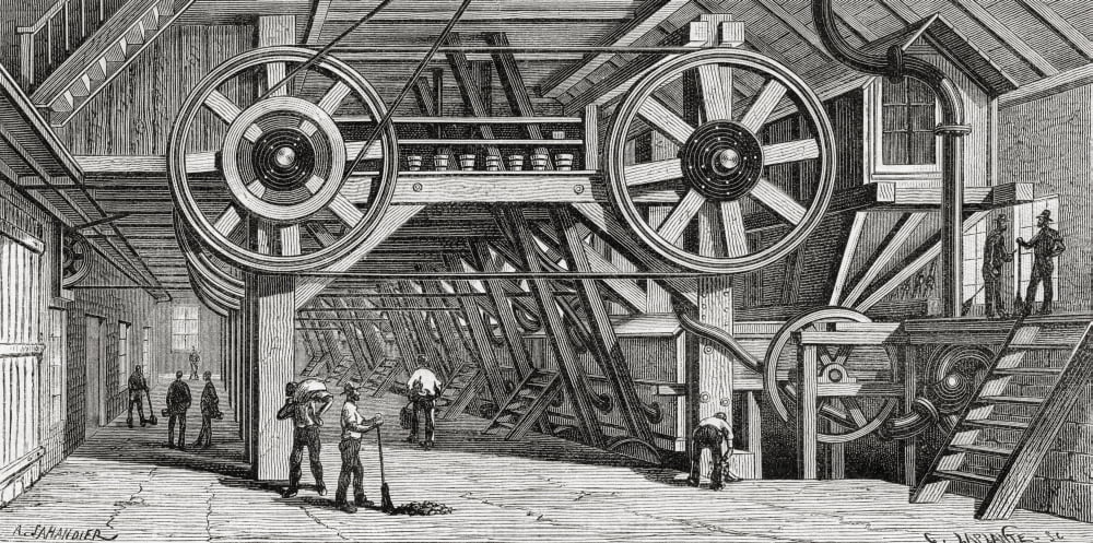 Machinery Used For Crushing Silver Ore In Nevada America In The 19Th Century From El Mundo En La Mano Published 1875 Canvas Art - Ken Welsh Design Pics (20 x 10)
