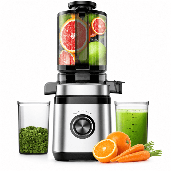 NIUTA Juicer Machines, 4.41"-arge Wide Feed Feed Chute Masticating Cold Press Juicer, 350W Slow Masticating Juicer for Whole Fruits and Vegetables, High Juice Yield Juice Extractor Machine
