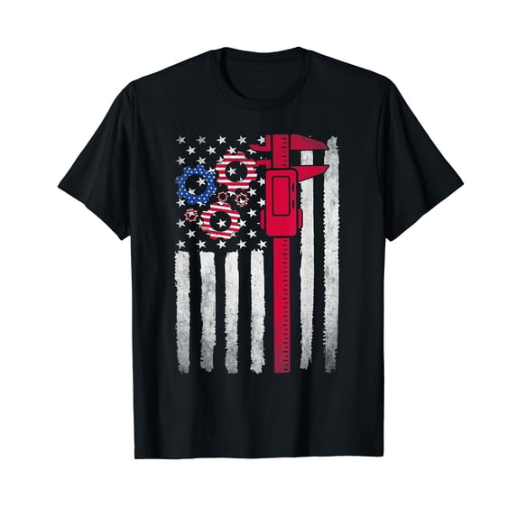 Machinist Flag Tools CNC Machine Operator Machining Caliper T-Shirt