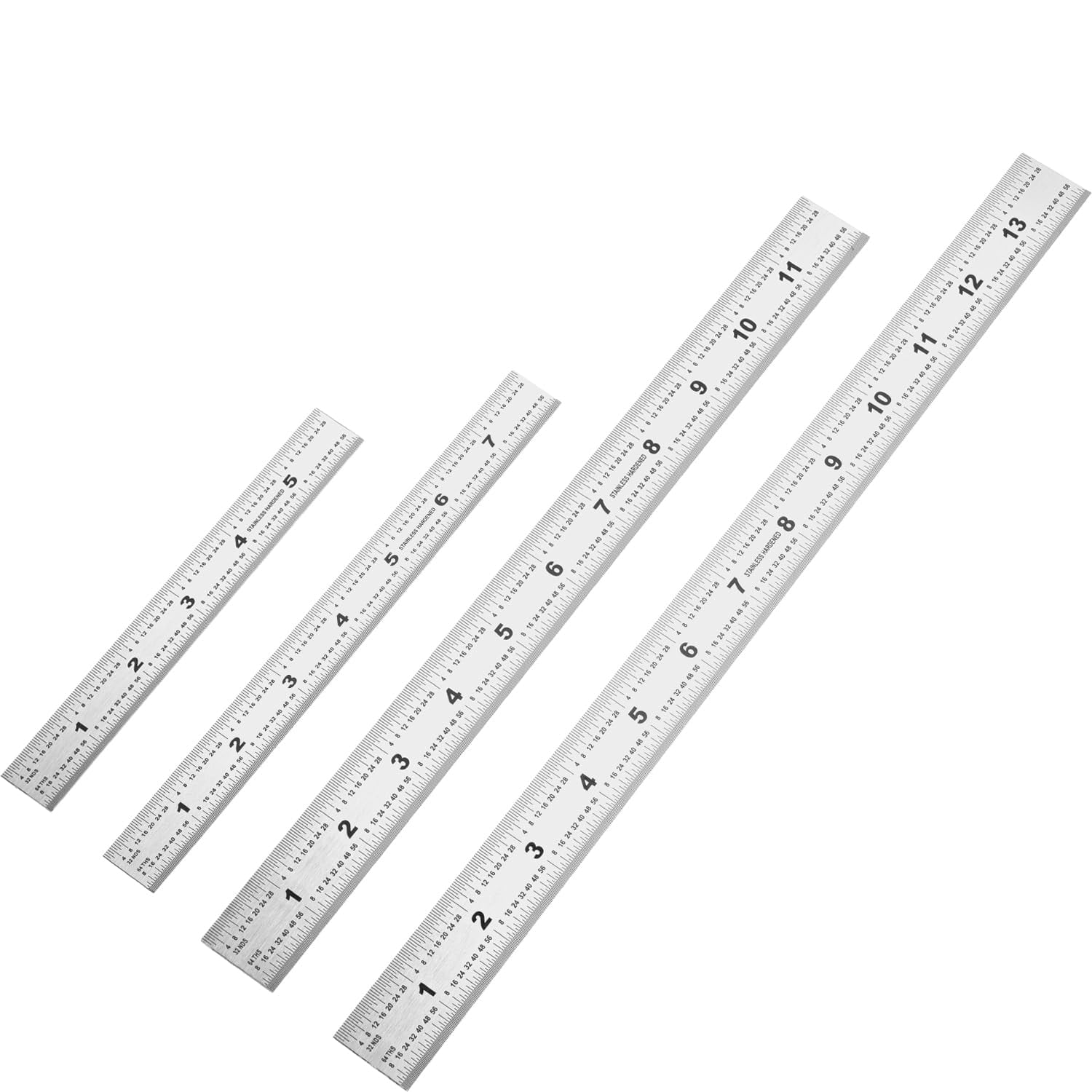 Machinist Ruler - Metal Rulers Pack of 4, 6/8/12/14 Inch Metric MM ...