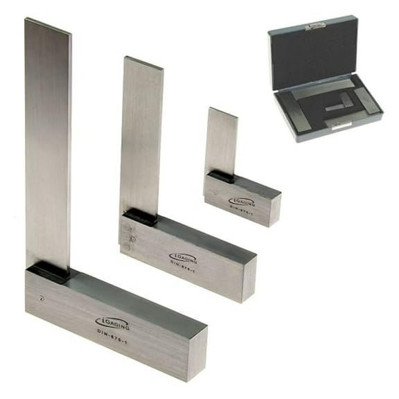 Machinist Square 90 Degree - Precision Engineer Square Set 2" 4" 6", 3 Piece Steel Right Angle Tool for Woodworking, Metalworking, and Machine Tools