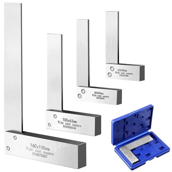 Machinist Square Set 2, 3, 4, 6 Inch, Precision Engineer Wide Seat Square Mechanical Engineer Steel Angle Ruler High Precision 90 Degree Wide Base Square Tool L-Type Testing Measuring Tool
