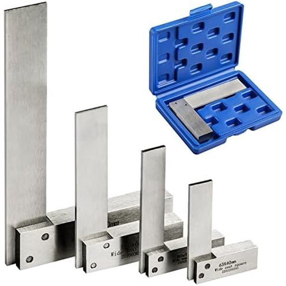 Machinist Square Set Engineer Precision Mini Wide Base 90 Right Angle Ruler Hardened Steel 4 count, (BG-0326)