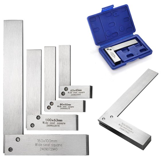 Machinist Square t 2, 3, 4, 6 Inch, Mechanical Engineer Hardened Steel High Precision Squares, 90 Degree Wide Ba Square Tool L-Type Right Angle Ruler Tool for Woodworking