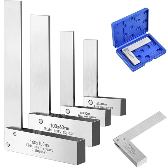 Machinist Square t 2, 3, 4, 6 Inch, Mechanical Steel High Precision Squares, Harden Car Steel, 90 Degree Wide Ba, L-Type Right Angle Ruler Tool for Woodworking