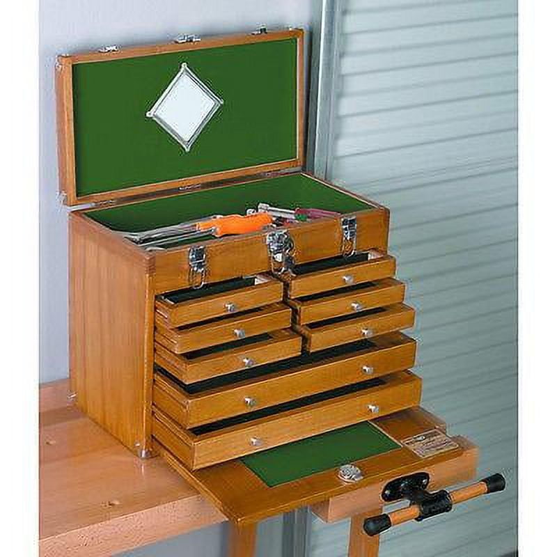 Hardwood Machinist Tool Chest with Walnut Stain and Chrome Plated Hardware