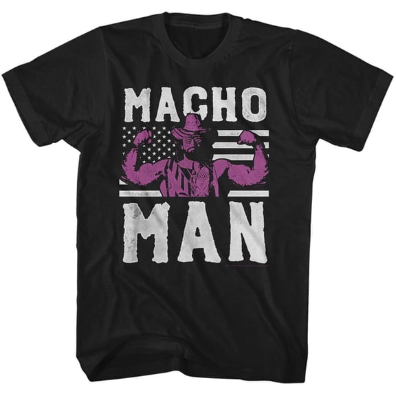 Macho Man American Hero Black Adult T-Shirt